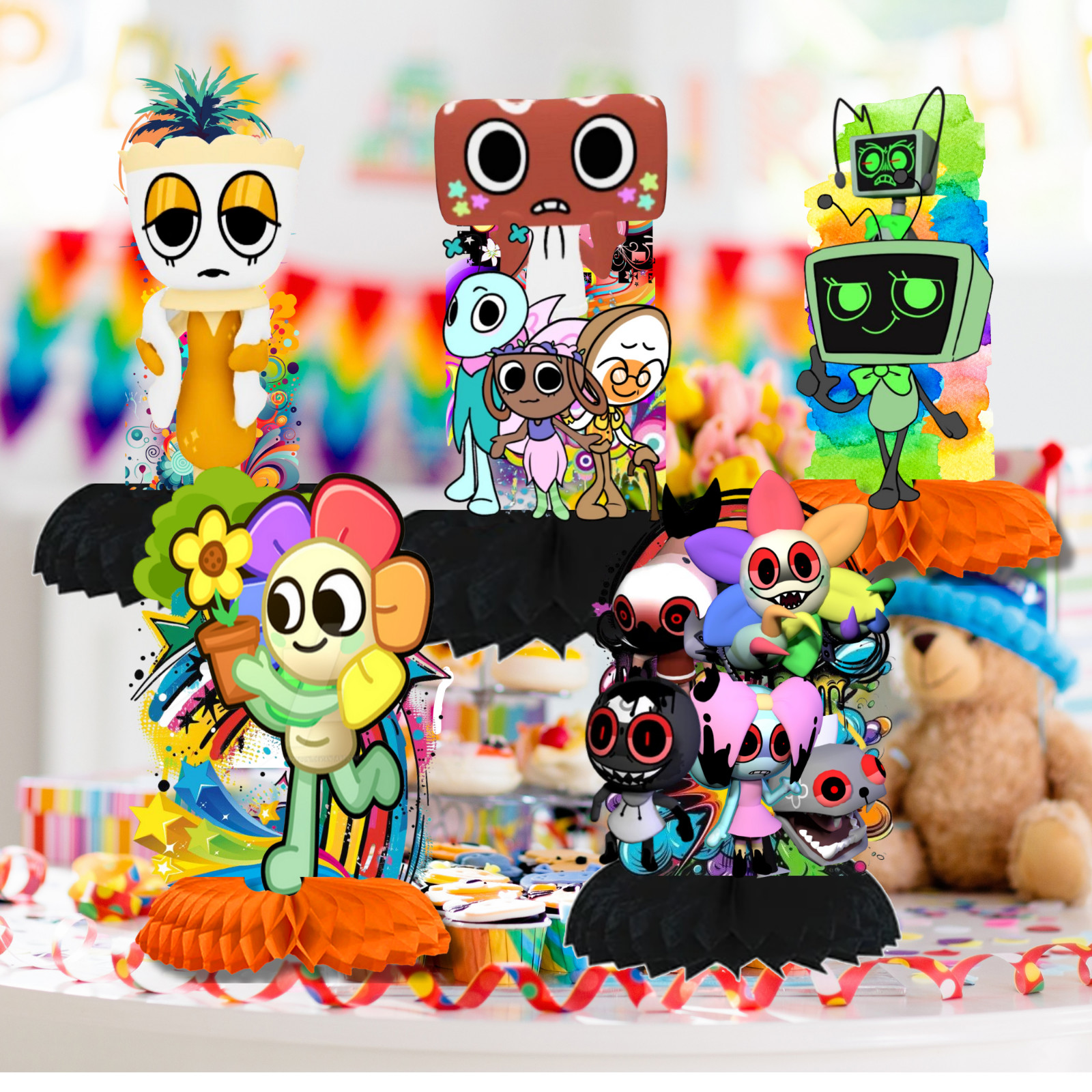 Dandys world PARTY SUPPLIES BIRTHDAY DECORATION BALLOON TABLEWARE SWIRL DISPlaY