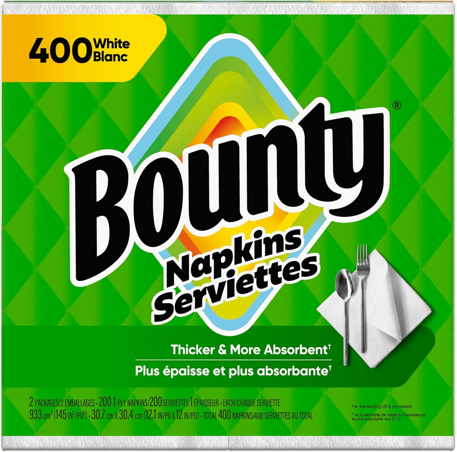 Bounty Paper Napkins, White, 400 Count 400 Count, White