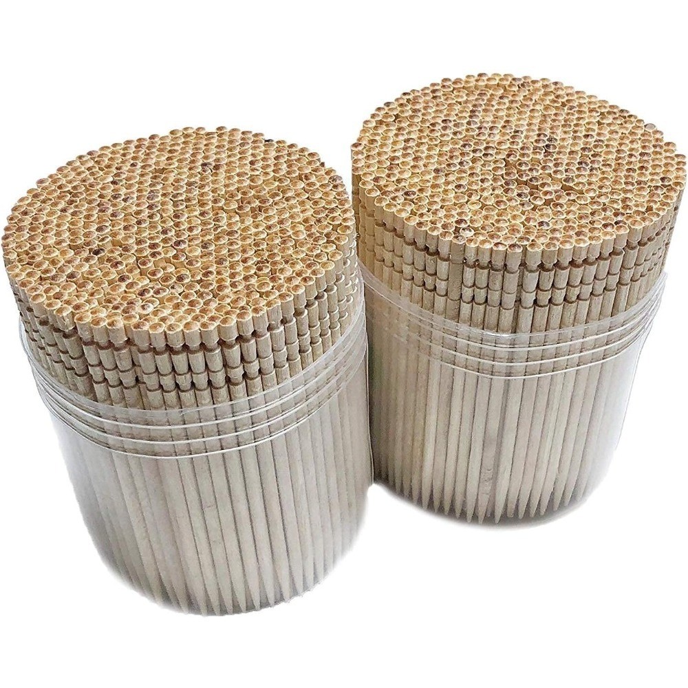 1000 Wooden Toothpicks Ornate Handle in Toothpicks Holder Container 2 Packs of