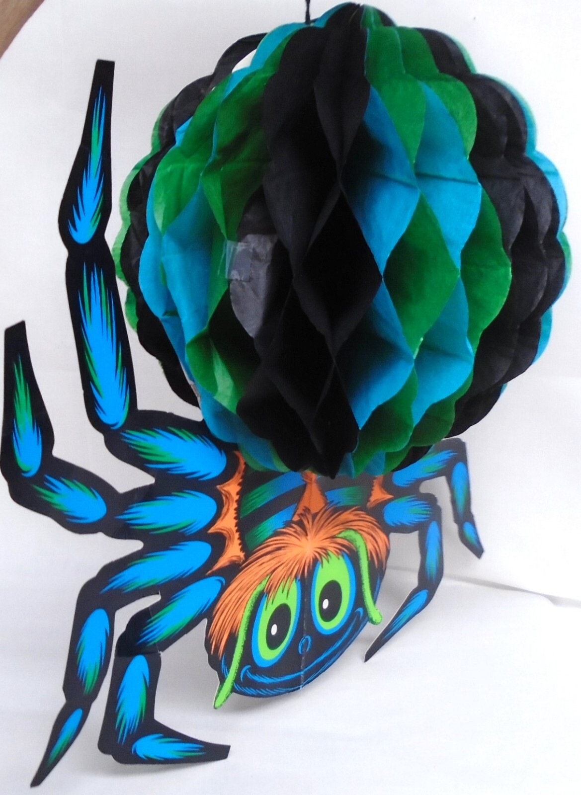 Vtg 1980 Beistle Halloween Decoration Spider Hanging Honeycomb Decoration Used