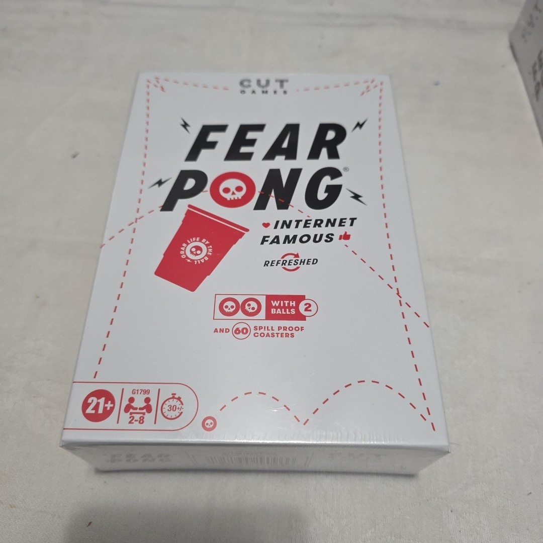 CUT Games Hasbro Games Fear Pong Drinking Game 215 Dares 2 Balls 21+ Adult