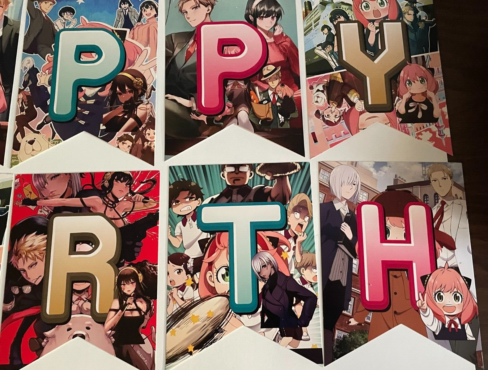 Spy X Family Anya Happy Birthday Banner & Cake Toppers Decoration New