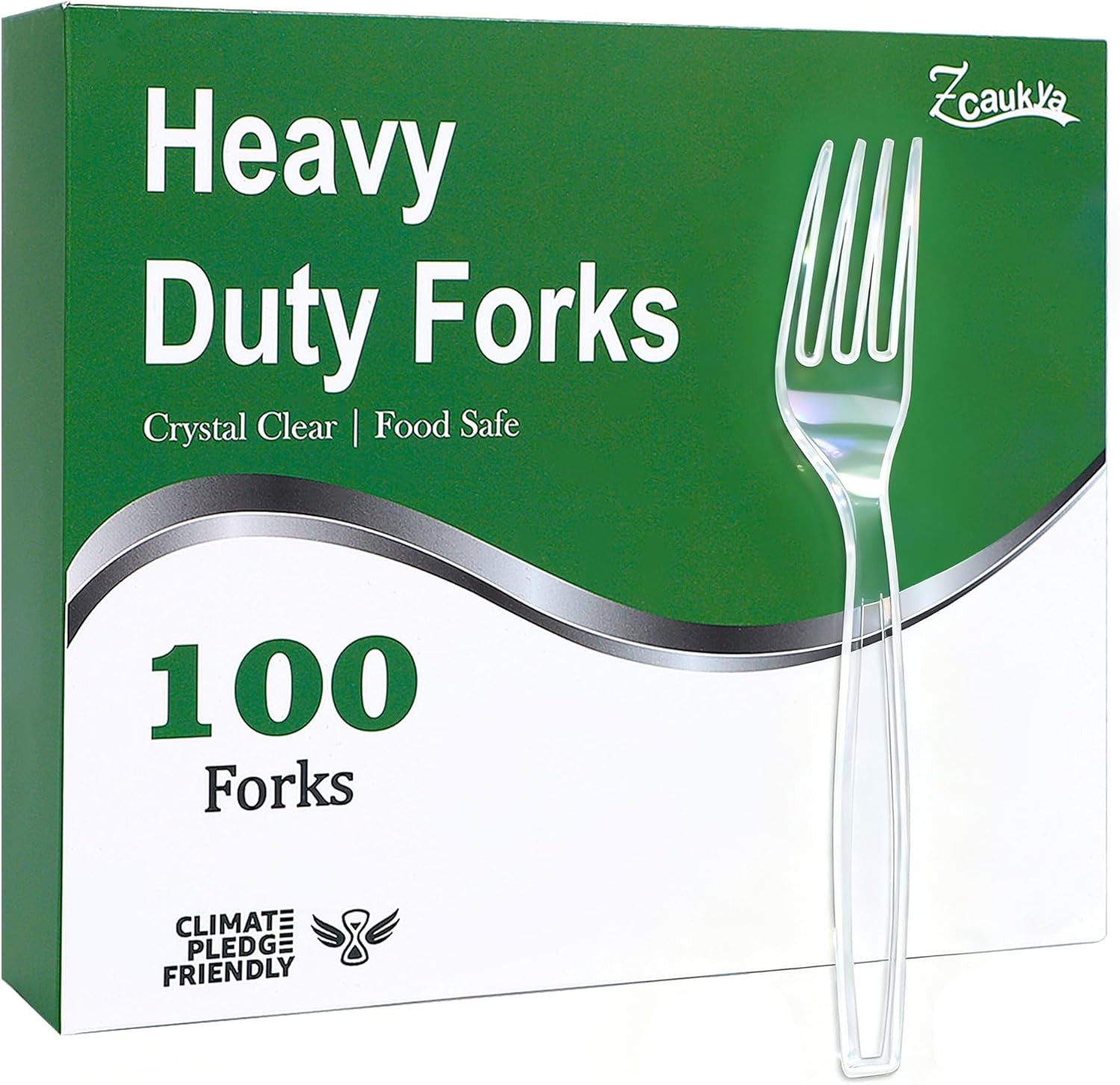 100 Count Disposable Plastic Forks , Clear Plastic Forks Bulk, Heavy Duty Solid