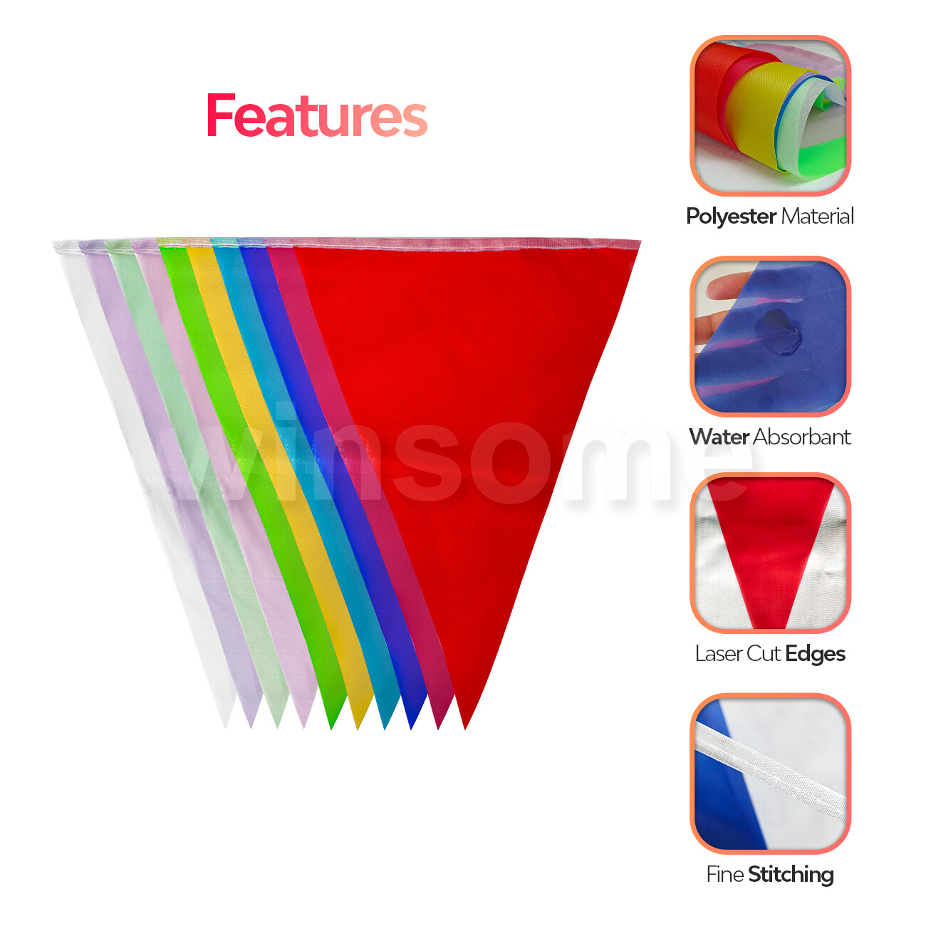 33 Feet 20 Flags Multi Shade Triangle Bunting Party Event Home Garden Decoration