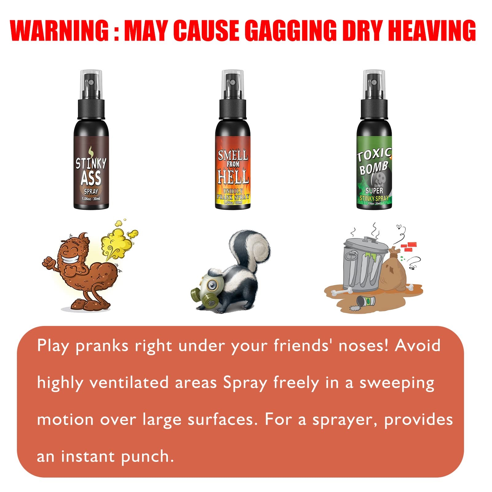 3P Fart Spray Extra Strong 30ml Potent Stink Non Toxic Bomb Prank Gag Gifts