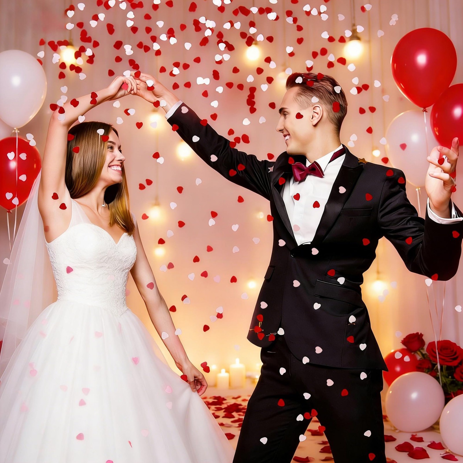 Valentine’s Day Glitter Heart Confetti Bulk – 1600PCS Red, Silver & Rose Gold…