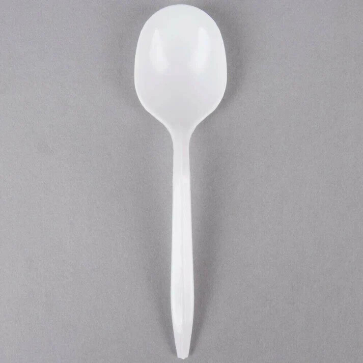 Bulk Disposable Plastic White Single Use Soup Spoons For Restaurants,Delis,Event