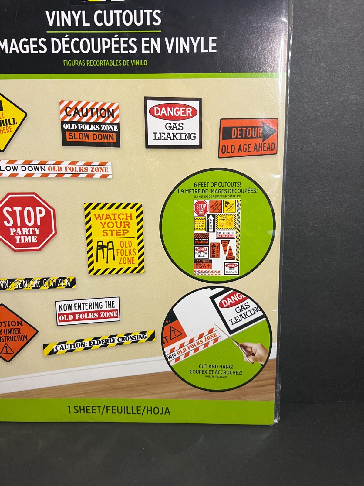 Amscan Novelty Gag Funny Over the Hill Senior Birthday Decor Vinyl Cutouts