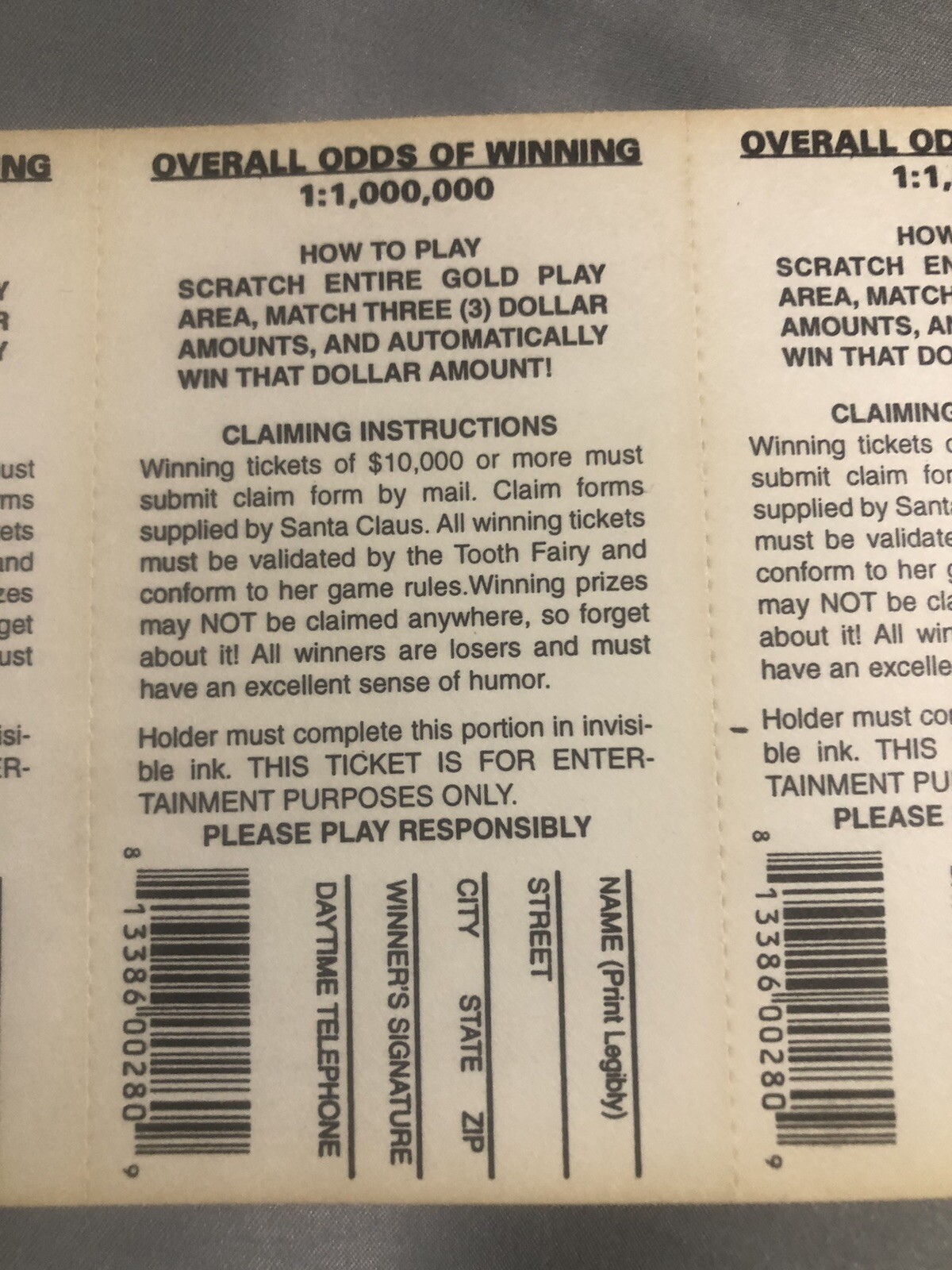 30 Fake Lottery Tickets, Prank, Not Real, Joke, Gag, gifts Party FREE Shipping