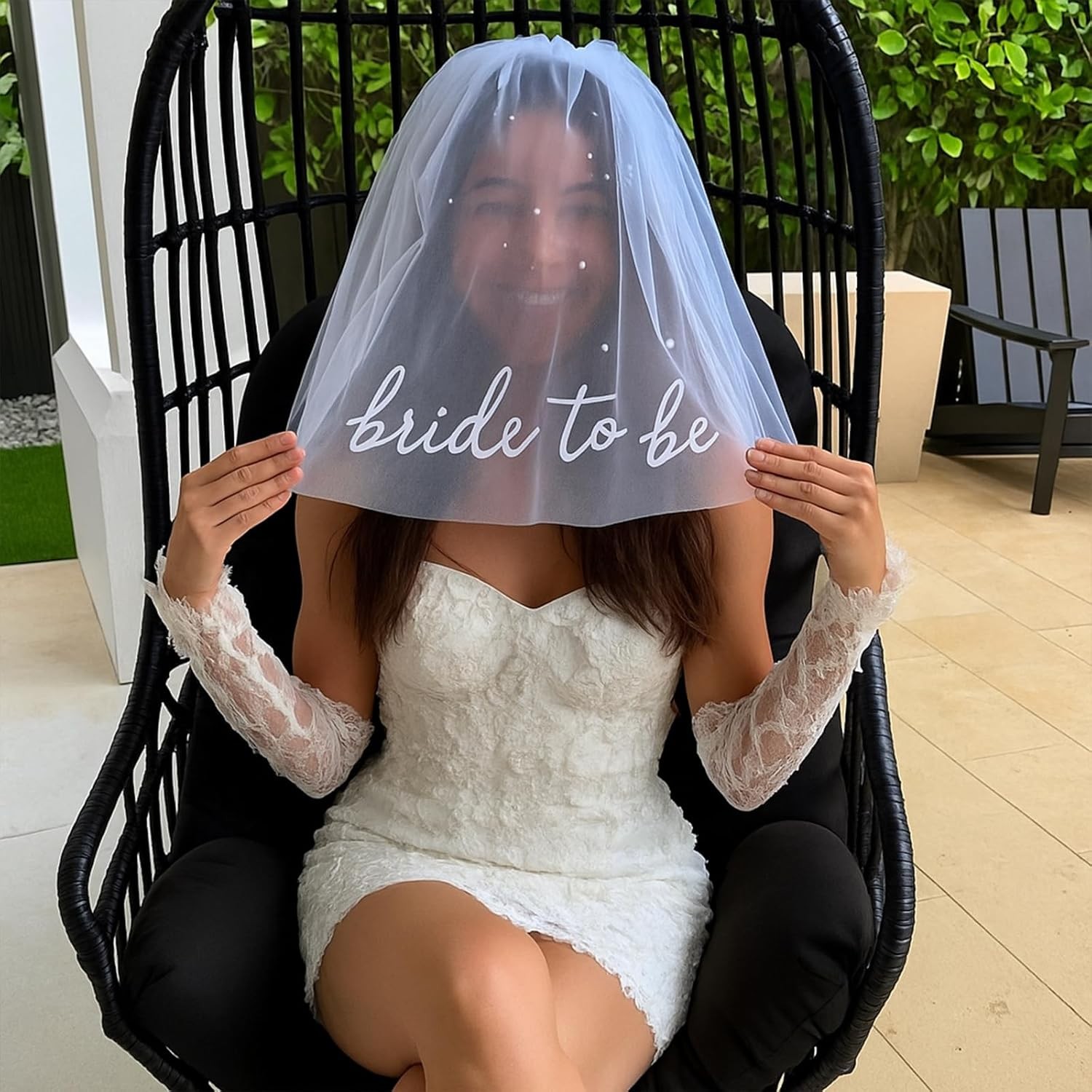 Bride to Be Veil with Pearls Bachelorette Party Bridal Shower Accessory