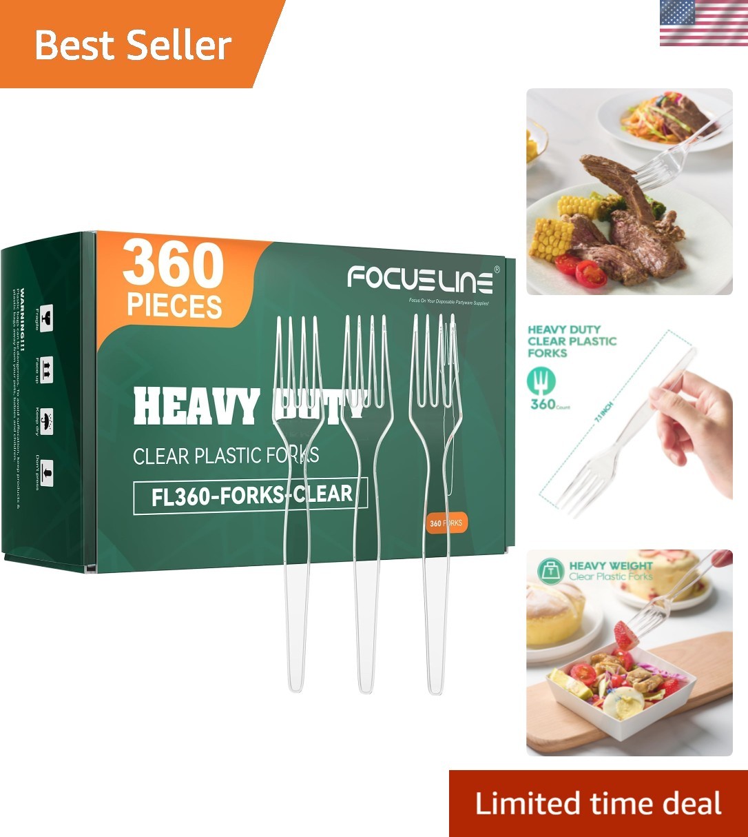 360 Count Clear Plastic Forks Heavy Duty, Solid and Durable Disposable Forks…