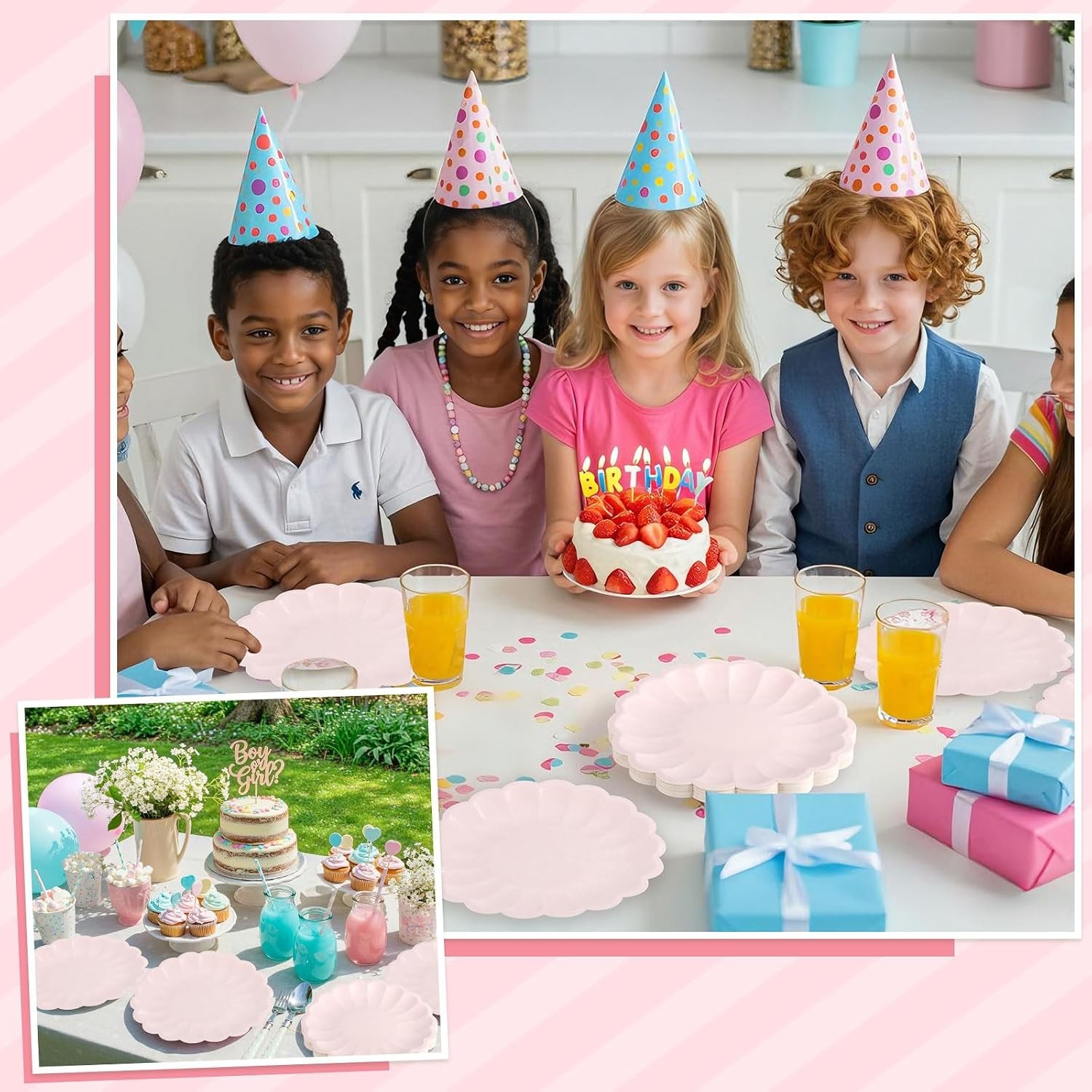 30 Pcs Pink Paper Plates 9.5 In Light Pink Plates Disposable Heavy