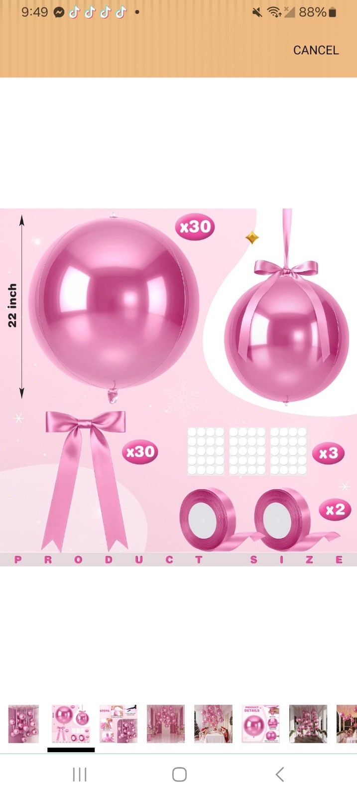 30 Set Round Foil Balloons Bulk 22 Inch 4d Metallic Giant Balloons & Ribbon Bow