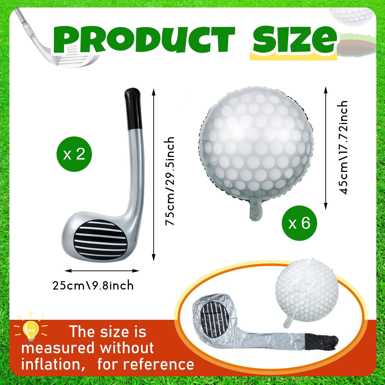 s 8 Pcs Golf Balloons Set 18” Ball and 30” Inflatable Club for