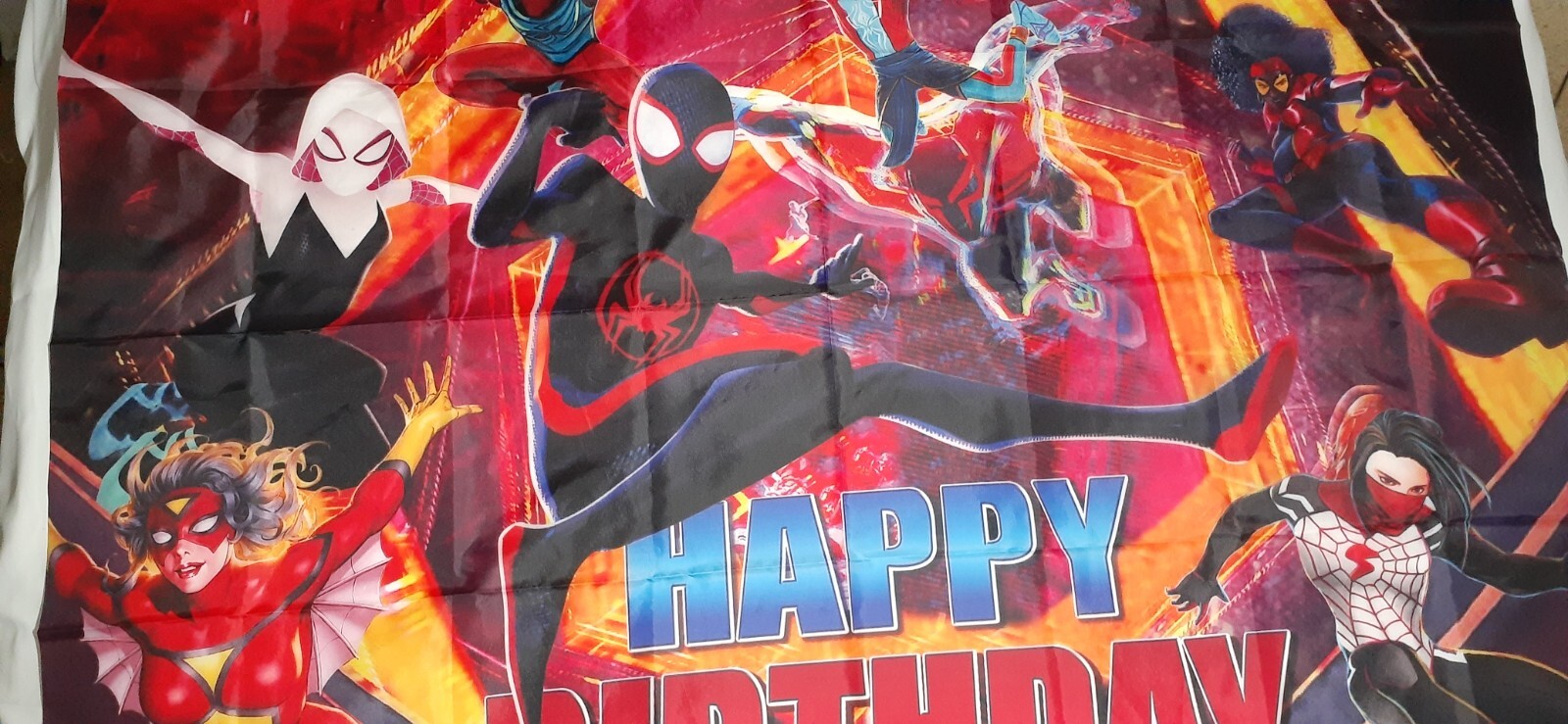 Happy Birthday Superhero Banner Tapestry Backdrop Approximately 57″ x 39″
