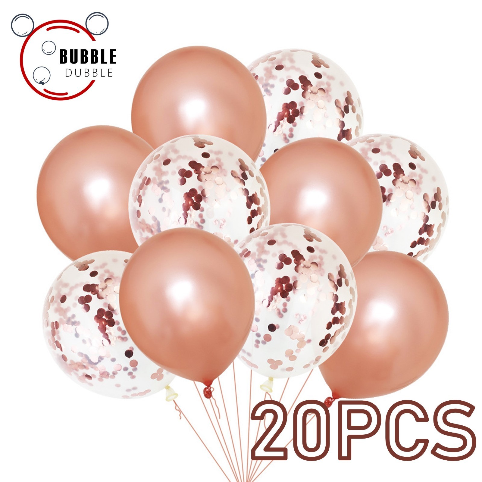 Bulk Lot Rose Gold 12″ Confetti Balloons 20PCS Metallic Latex Decor Birthday
