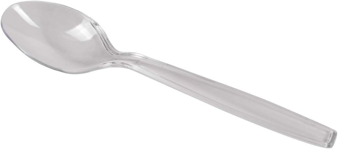 6.5″ – 1,000 Pack] Clear PS Plastic Extra-Heavy Weight Disposable Teaspoons