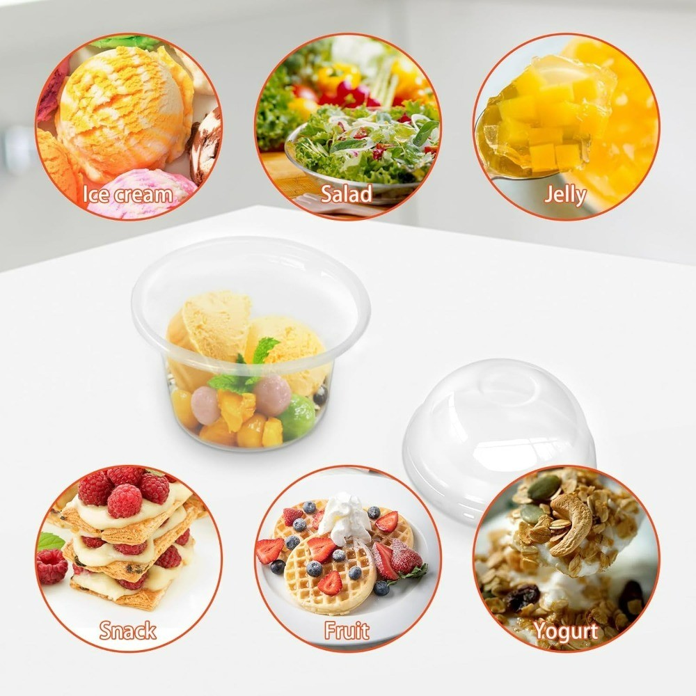 50 Pack 8 oz Clear Plastic Cups with Dome Lids Disposable Dessert Containers for