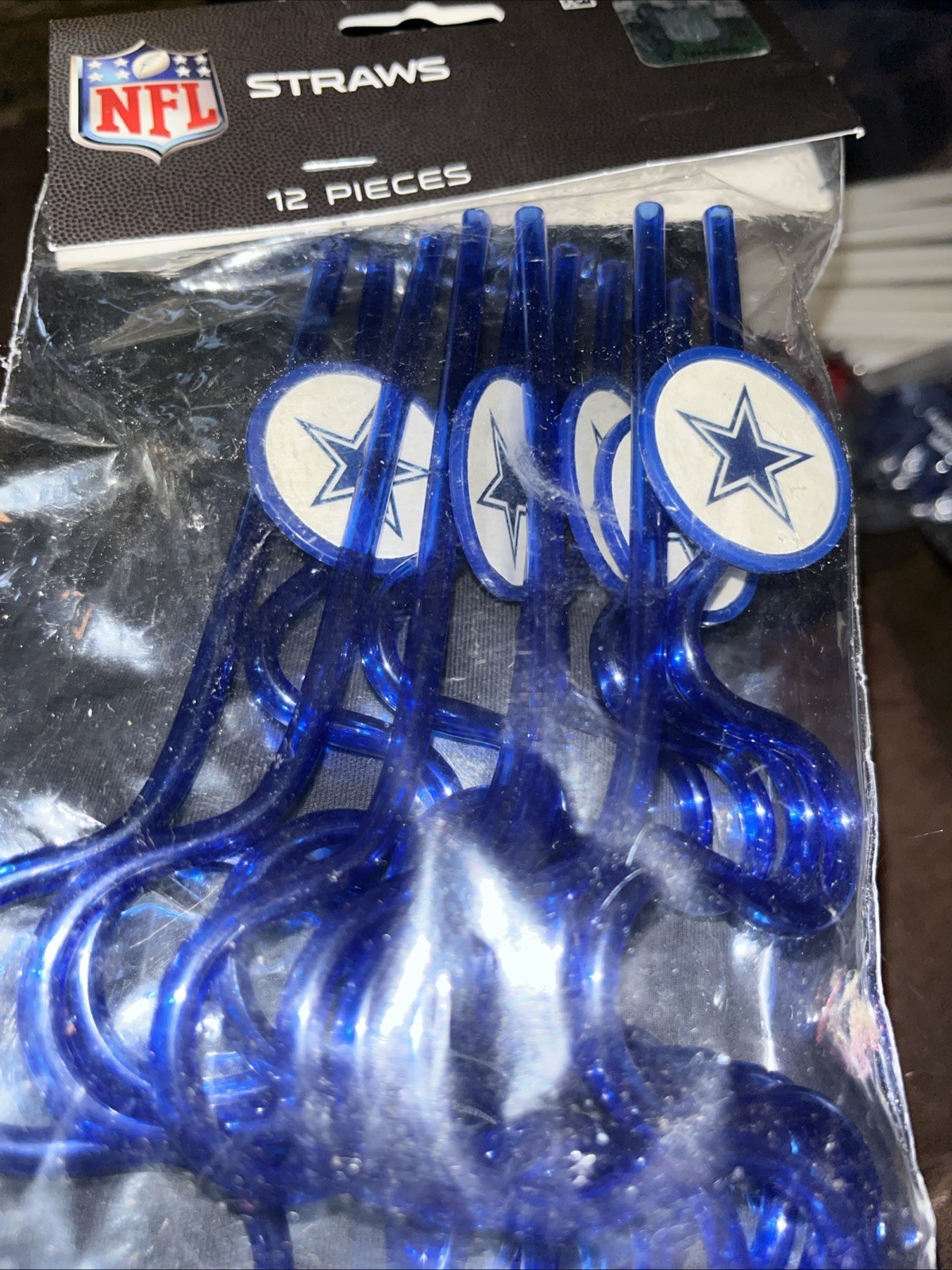 NFL Dallas Cowboys Party Favor Plastic Krazy Straws Birthday, Tailgating 12ct