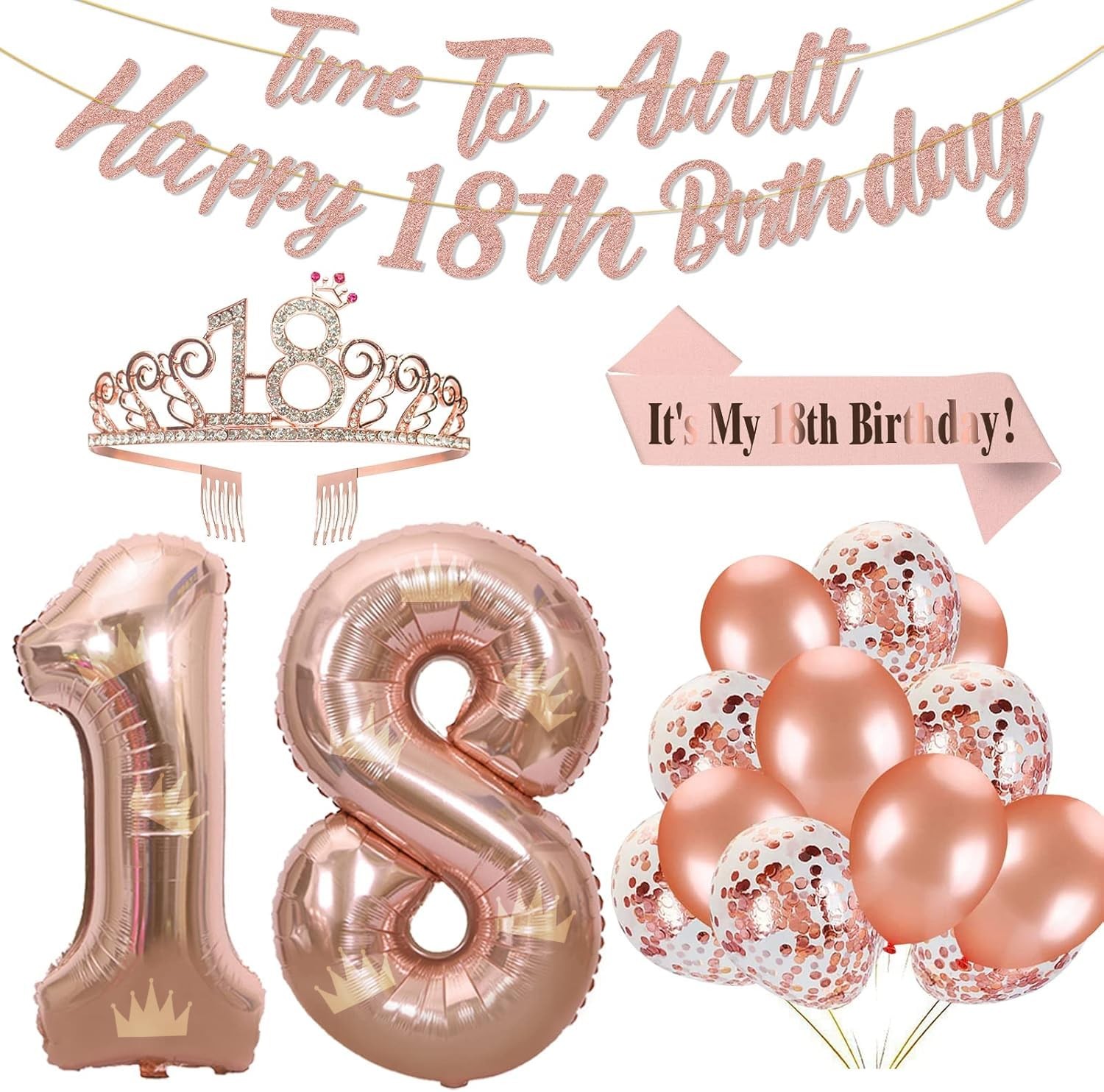 Rose Gold 18th Birthday Decorations for Girls Rose Gold 18th Birthday Banner …