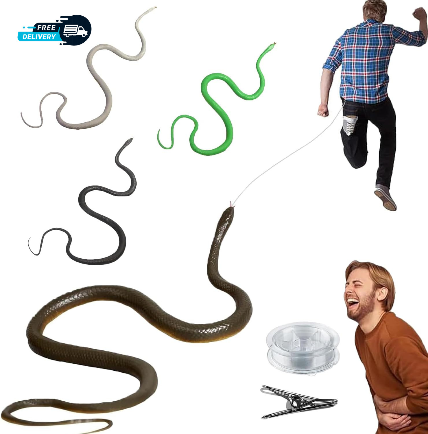 Fake Snake 2025 Snake Prank with String Clip Realistic Rubber Snake