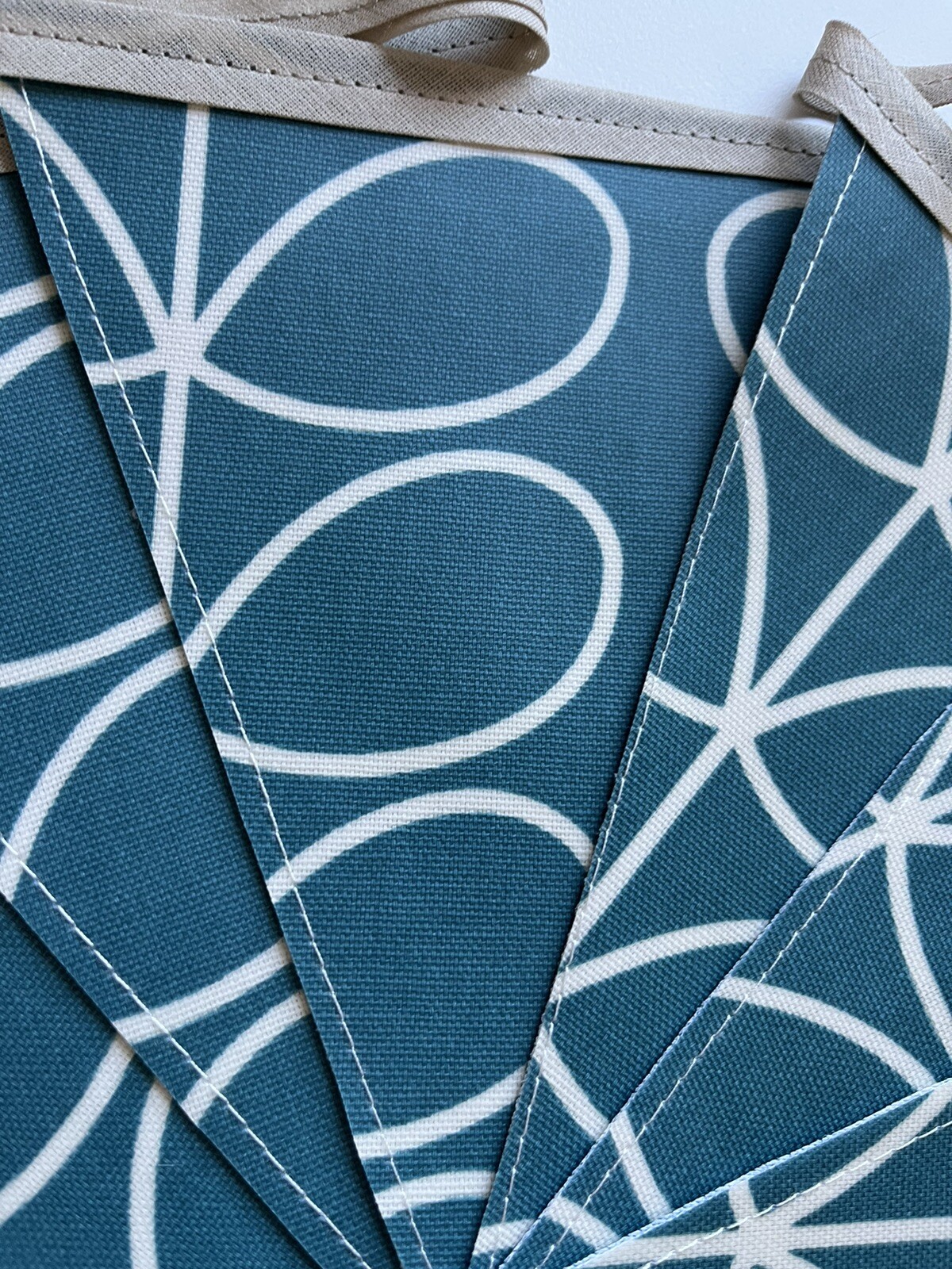 Handmade Oilcloth Bunting – Garden/Home Blue Contemporary- 3 Meters Double Sided
