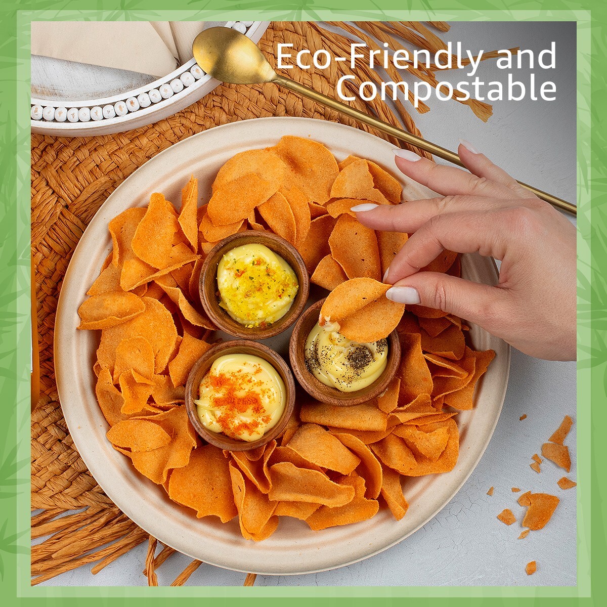Ibambo Bamboo Disposable Paper Plates – 10 Inch, 125 Pack, Compostable Plates