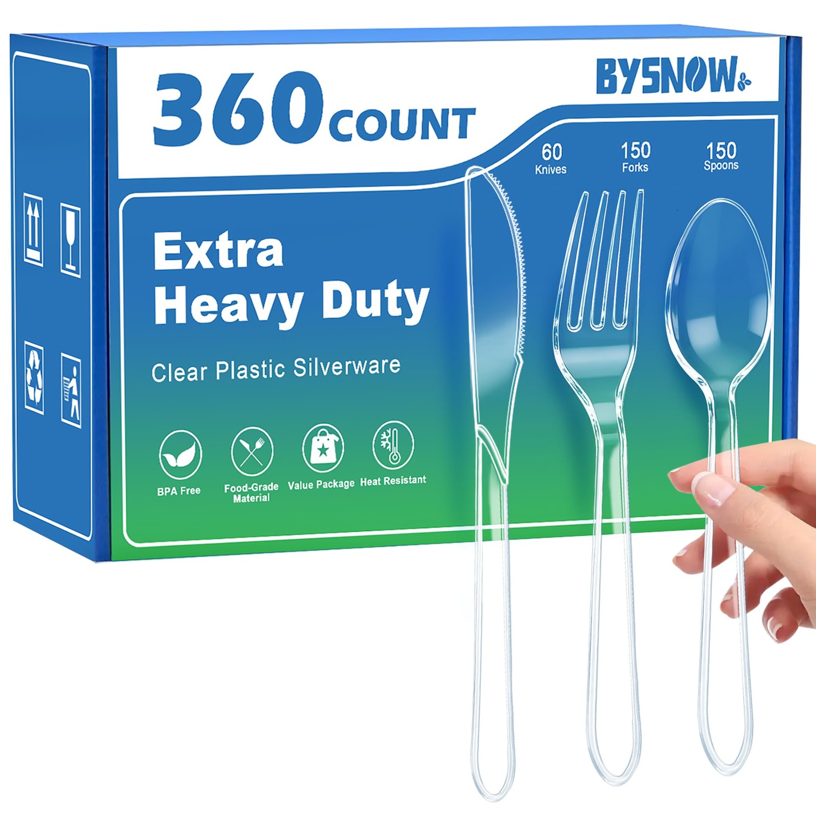 360 Count Extra Heavy Duty Plastic Silverware, BPA, Heat Resistant, Disposabl…