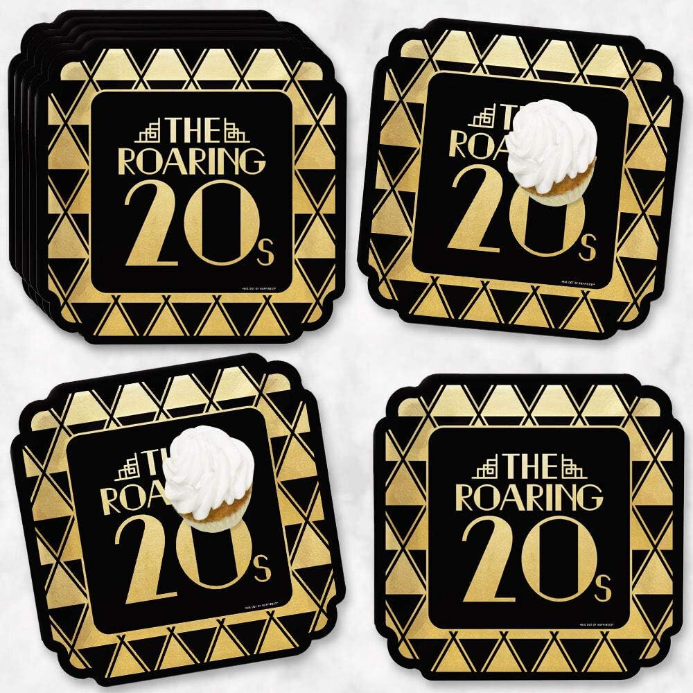 64 Piece Roaring 1920s Gold Foil art deco jazz theme tableware plates napkins