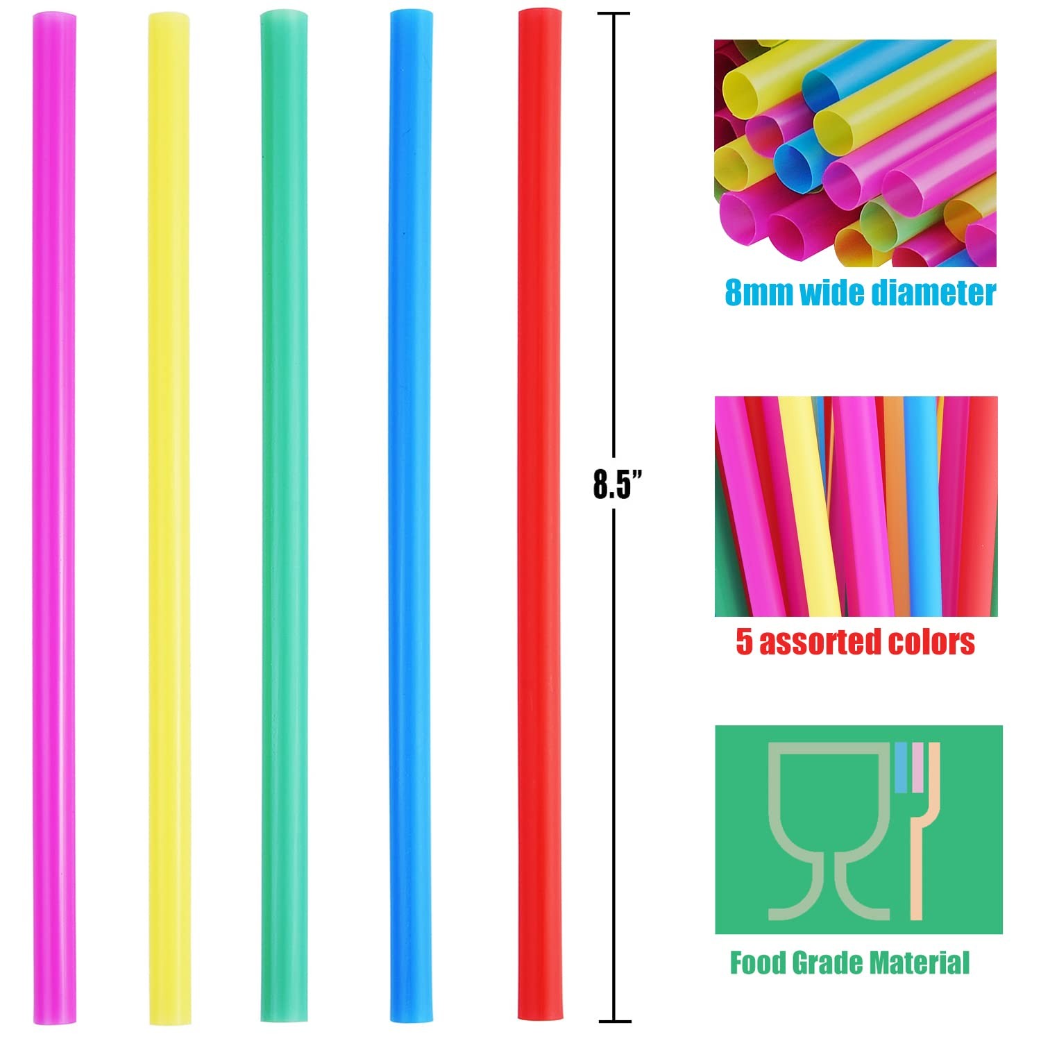 ALINK 8mm Wide Assorted Bright Colors 100 Count (Pack of 1), Multicolor