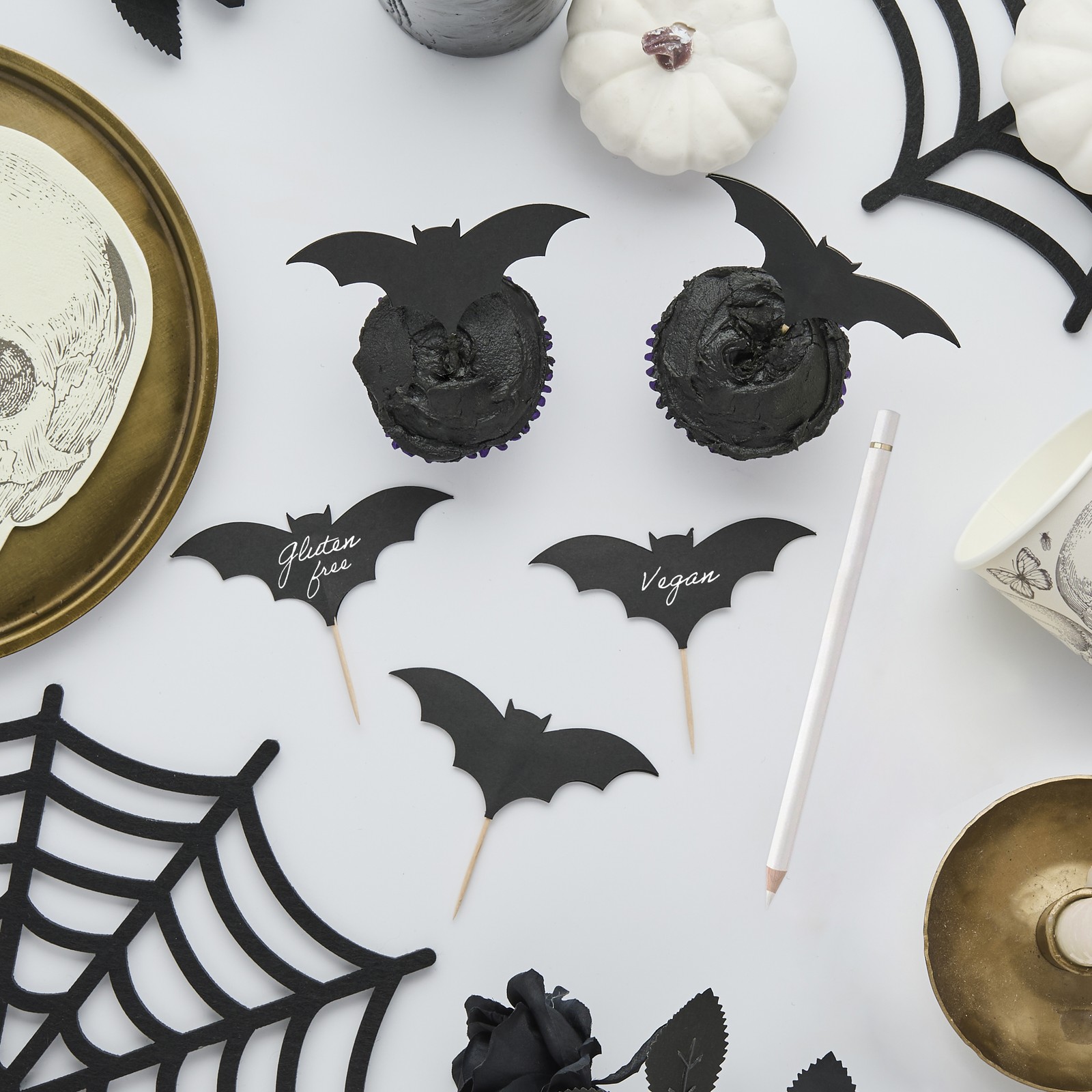 Halloween Bat Food Picks Spooky Party Food Drink Decorative Flags Halloween Bats
