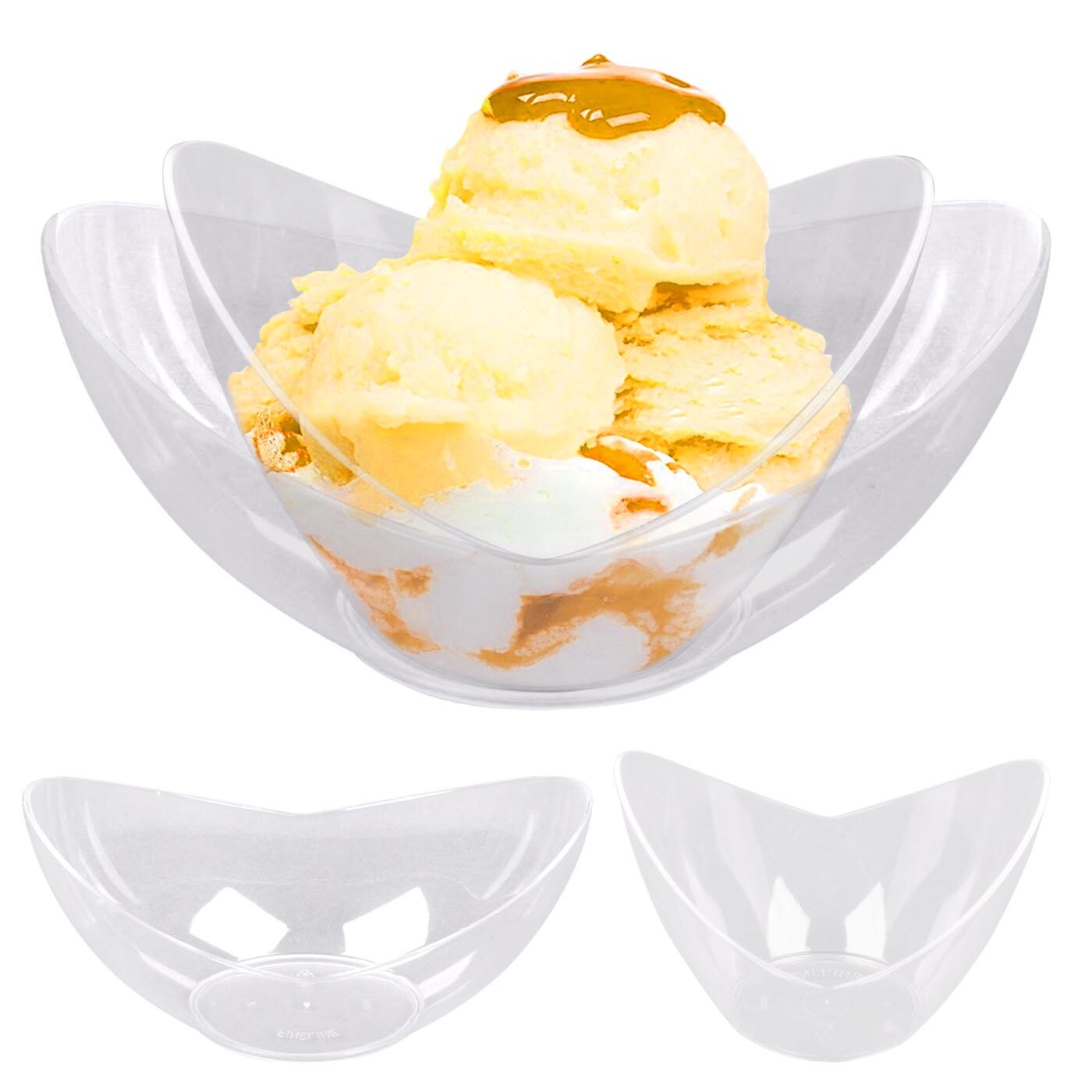 Clear Concave Big or Small Disposable Plastic Dessert Cups Fruit Bowls 288pcs