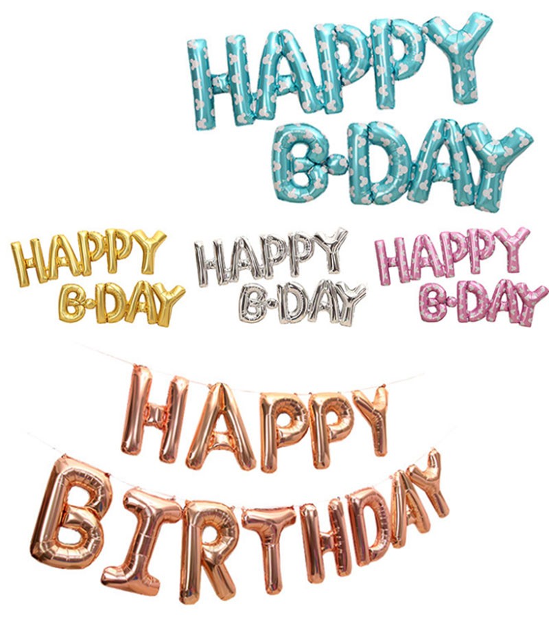 Happy Birthday Balloon Banner Bunting Letter Self Inflating Decor Party 13 Color