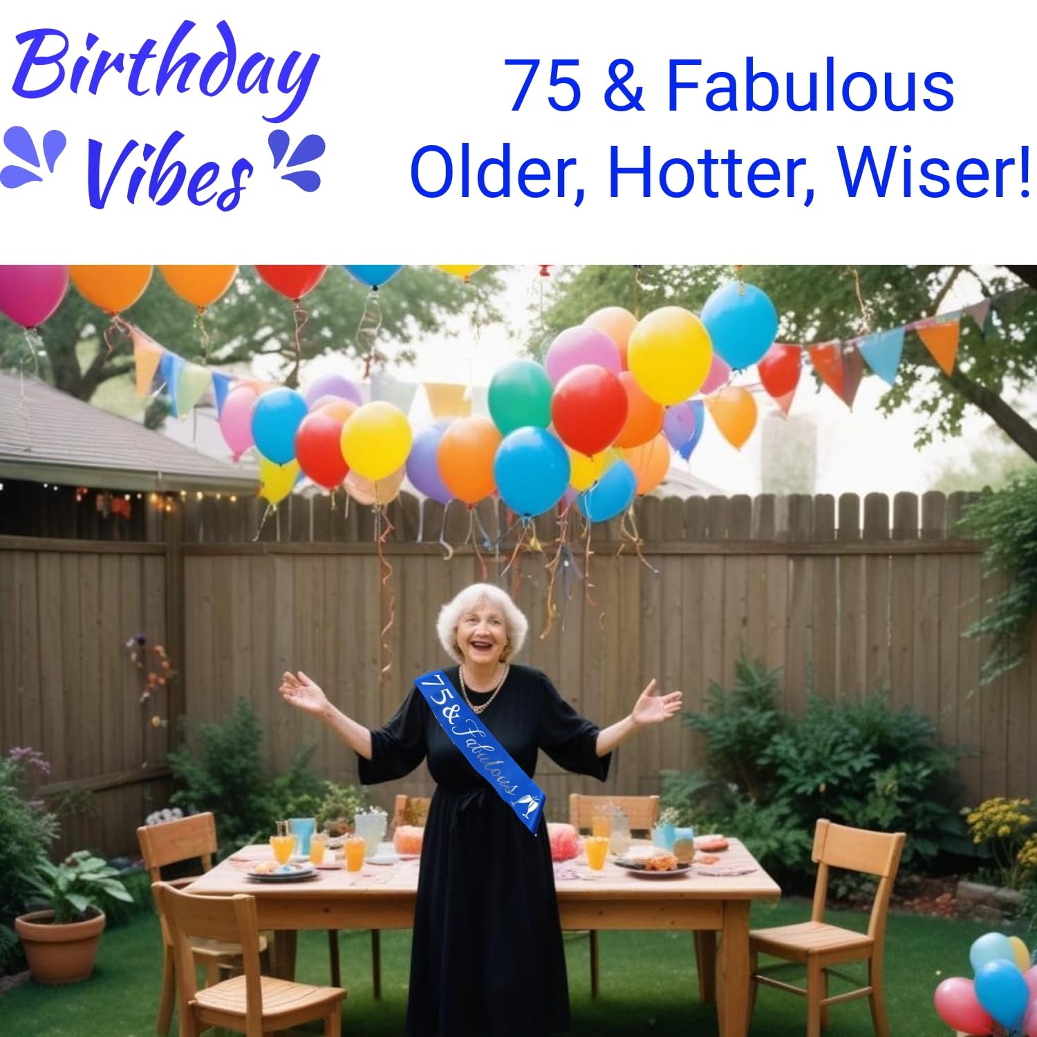 Elegemma 75 and Fabulous Sash, 75th Birthday Decorations Blue and Silver, 75 …