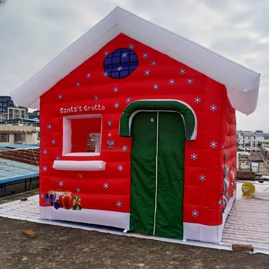 Full Printing Christmas House Inflatable Santa’s Grotto Santa Room With Blower
