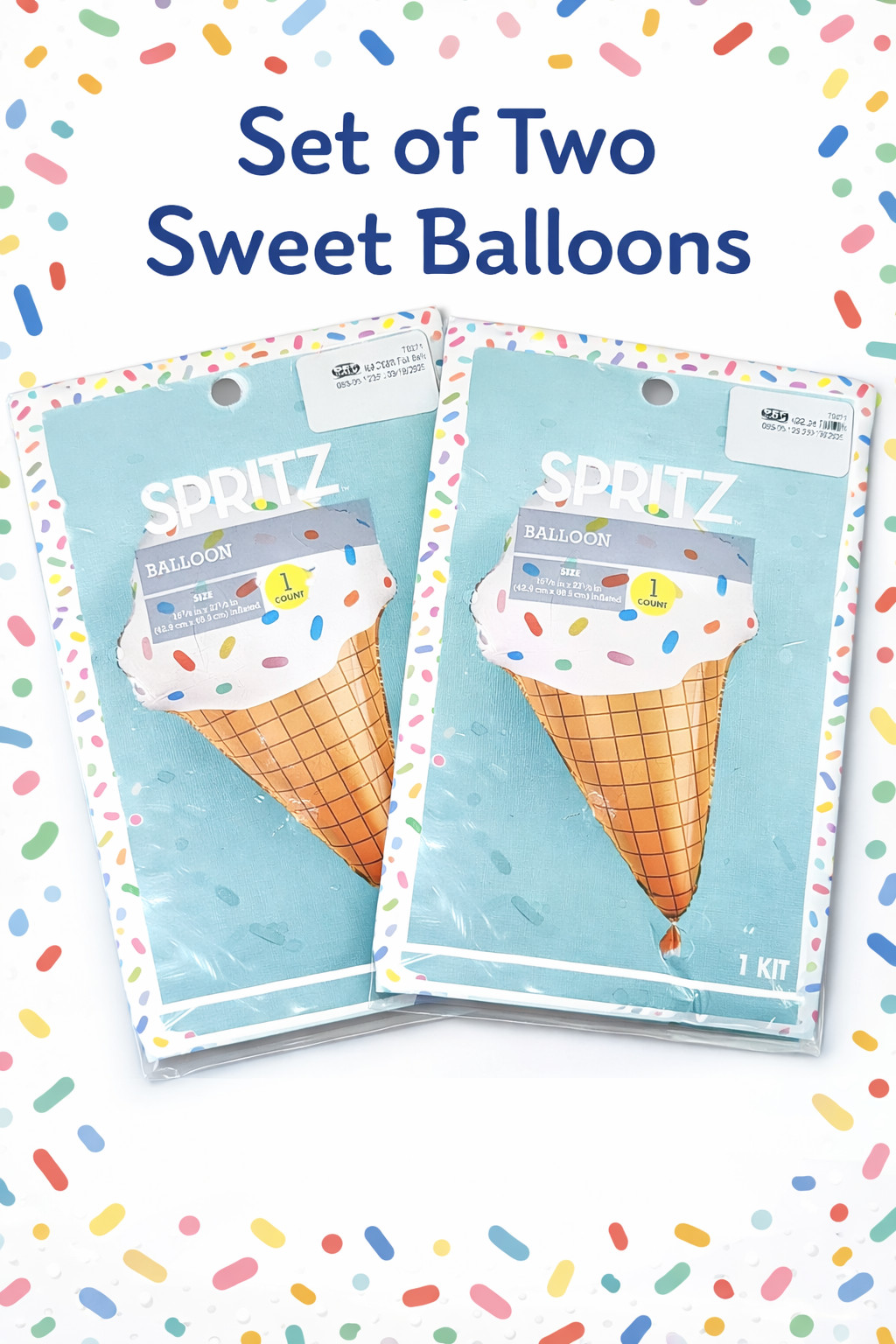 Set of 2 Ice Cream Cone Foil Balloons — Party‑Perfect Sweet Treats 🍦