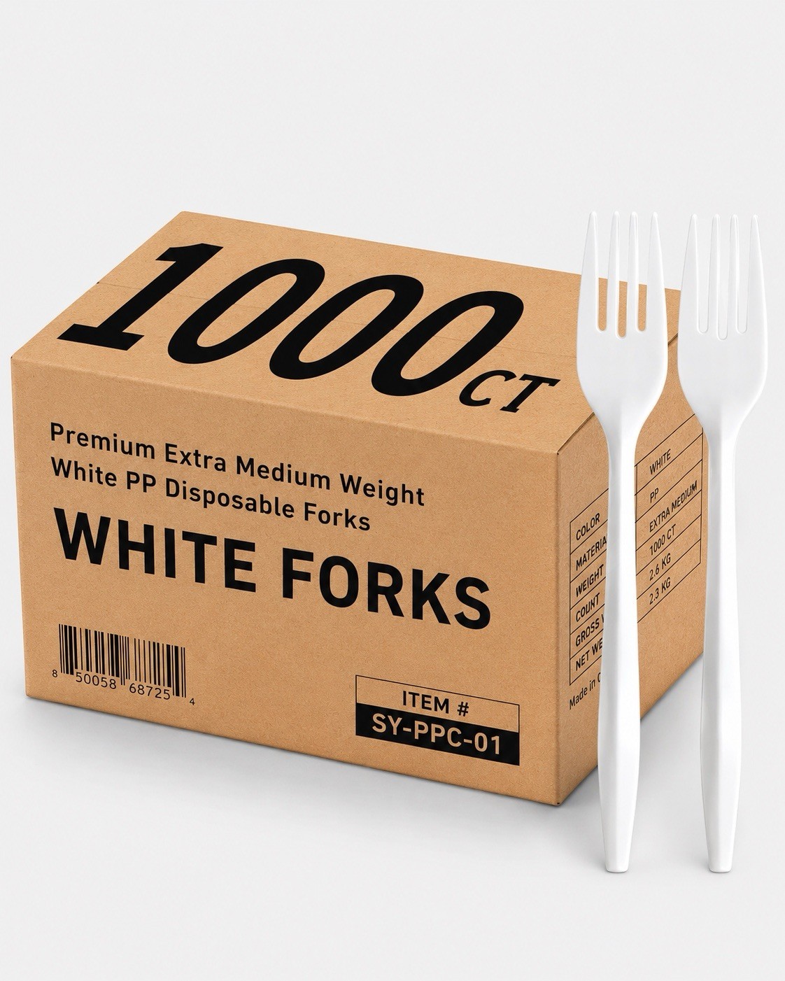 1000PCS Disposable Plastic Forks Silverware Set Bulk Fork White