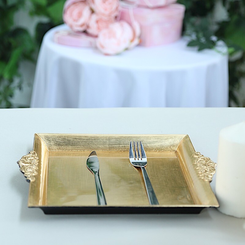 10×10-Inch Square Charger Plates Embossed Rim Supplies Wedding Party Sale