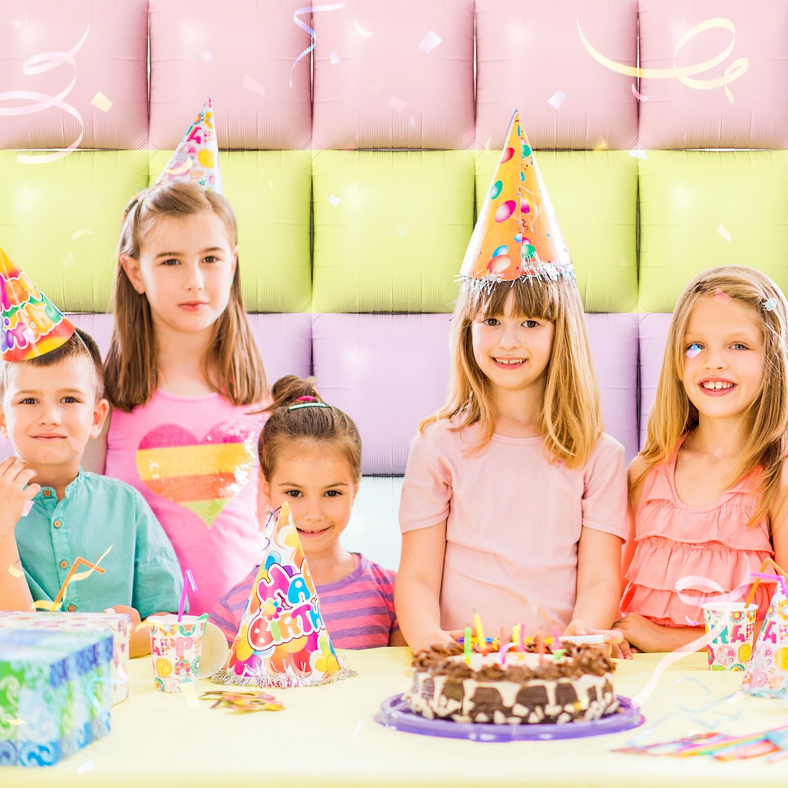 25PCS Pastel Square Foil Balloons Wall Backdrop Double Sided Multicolor Macar…