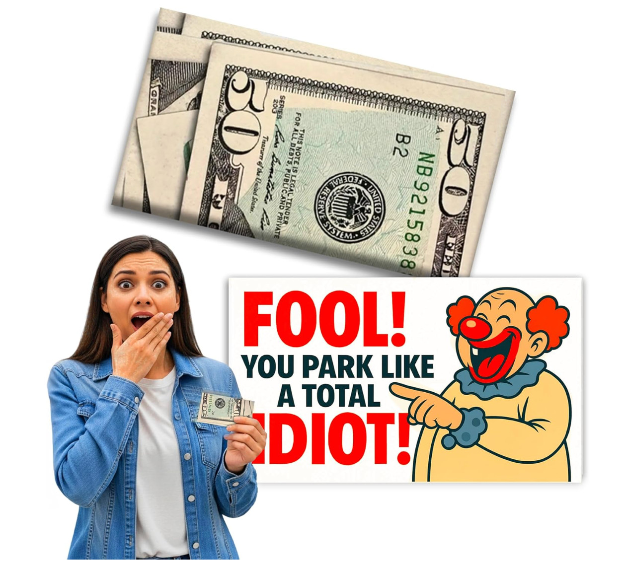 50 Pack Fake $50 Parking Prank Cards – Funny Gag Ticket to Fool Bad Parkers