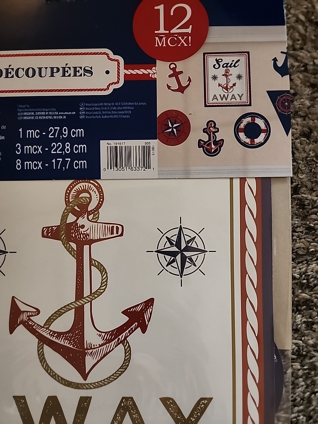 Amscan Nautical Cutouts 12pc Value Pack Party Celebration Various Prints & Sizes