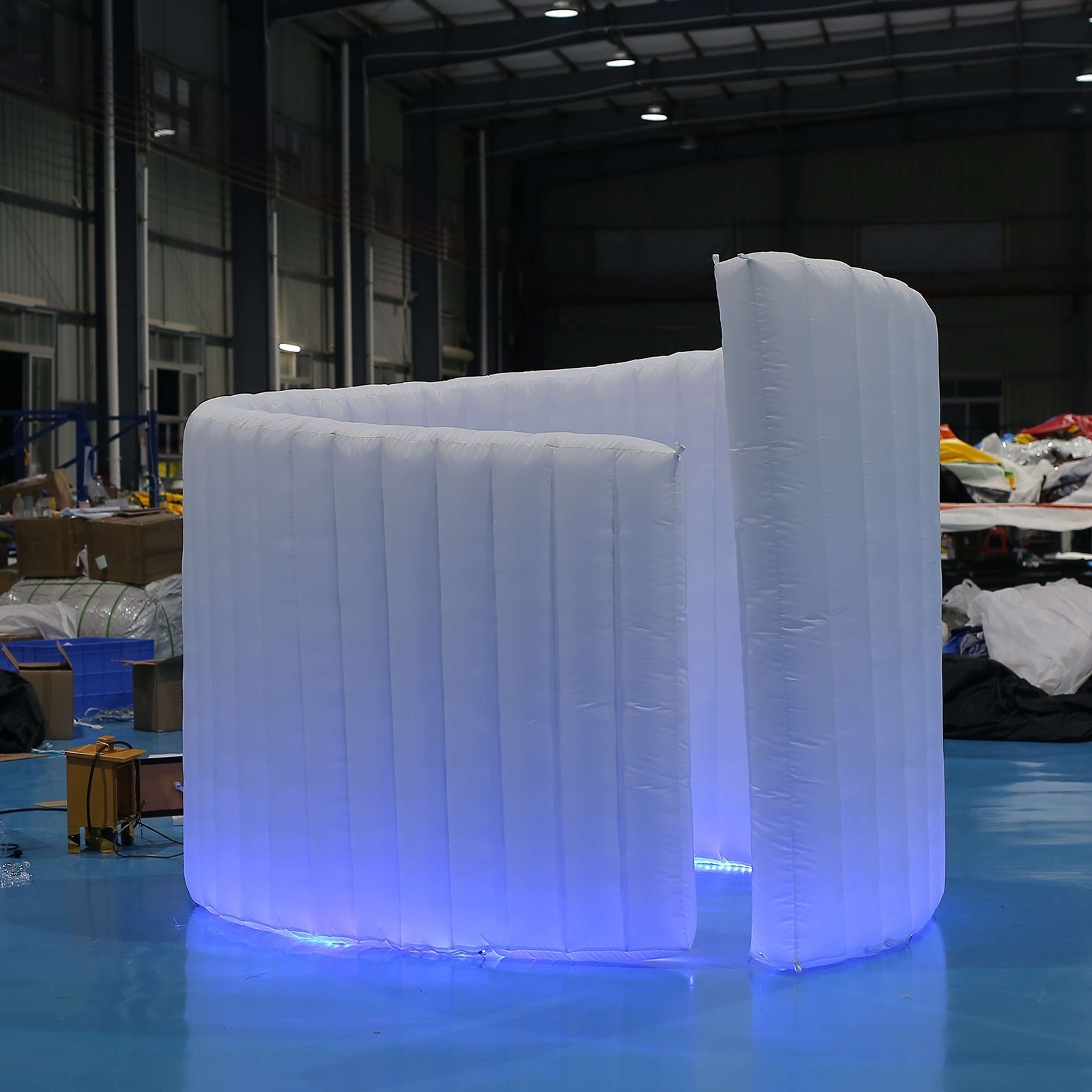 LED Inflatable Photo Booth Spiral Wall 360 Photobooth Backdrop Enclosure White