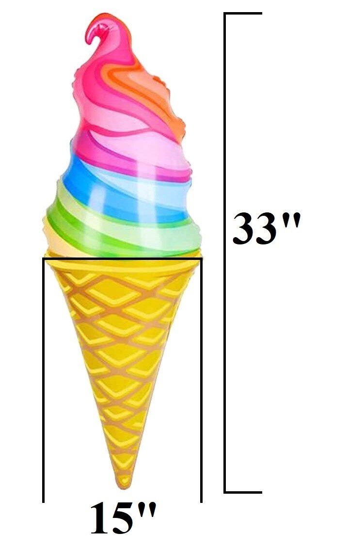 Rainbow Ice Cream Cone Inflates (33″) Vinyl. (2 Pack)