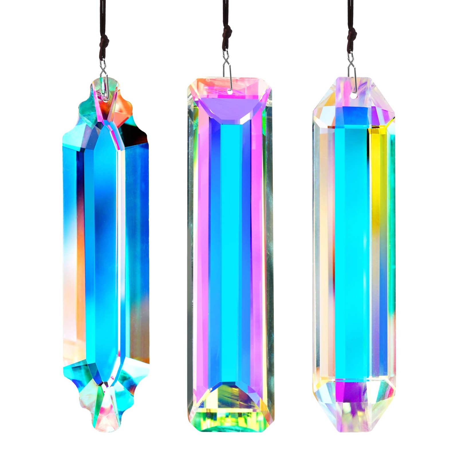 3PCS Crystal Suncatcher Prism for Window,120mm/5” Rectangle AB Colored Crystal
