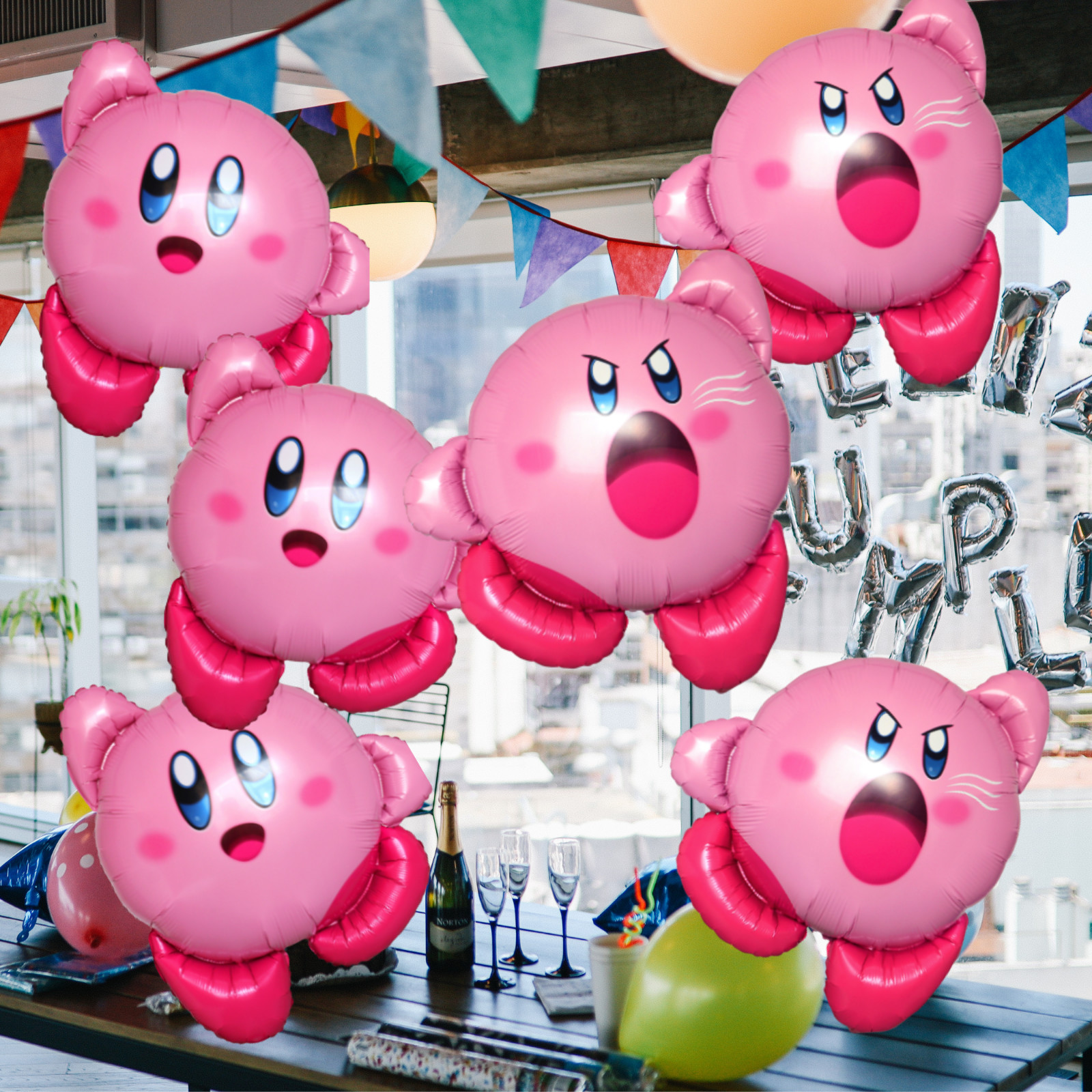 KIRBY STAR GAME pink foil balloon birthday party supplies centerpiece decoration