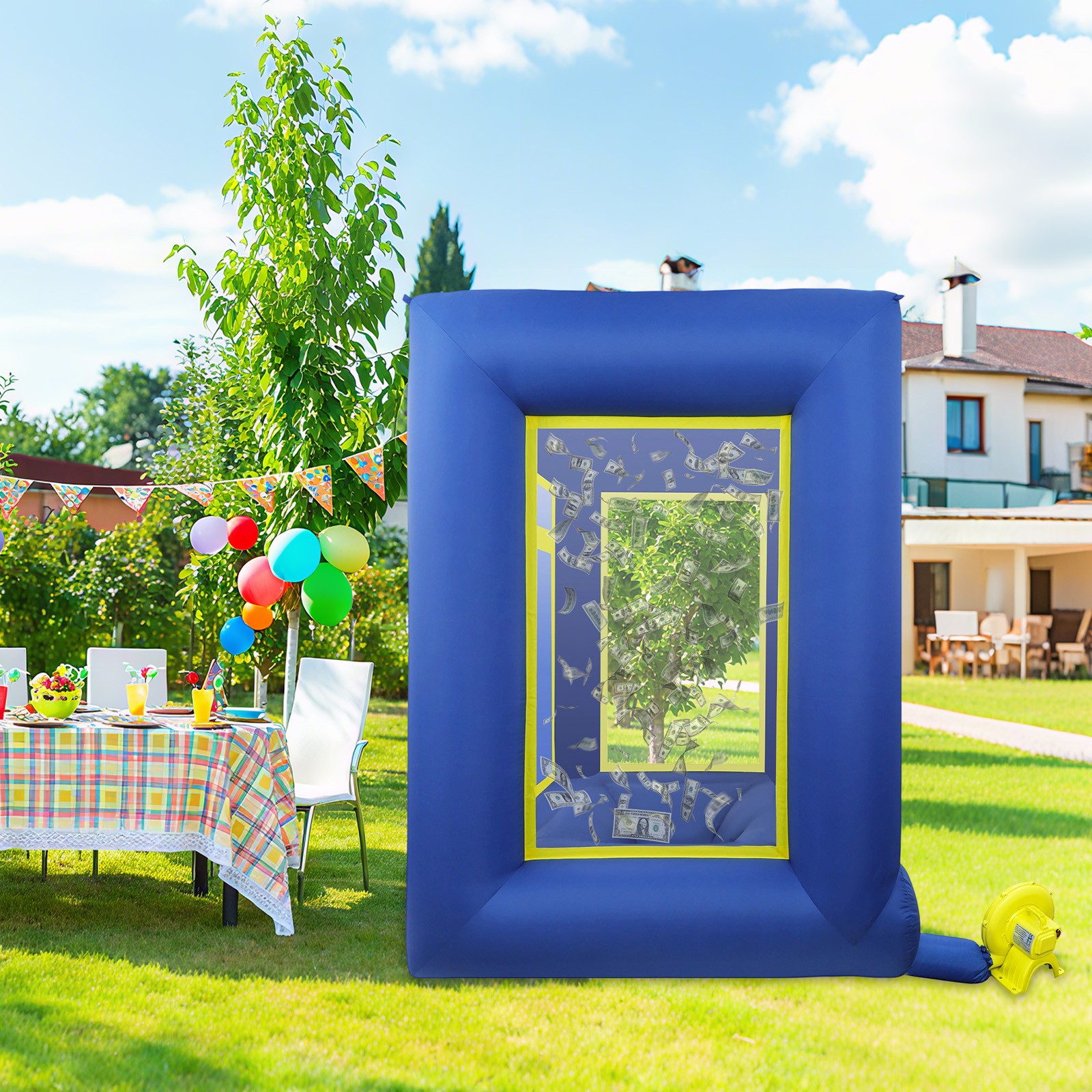 Inflatable Money Machine Booth Cash Grab Game Cube For Business Event Promotion
