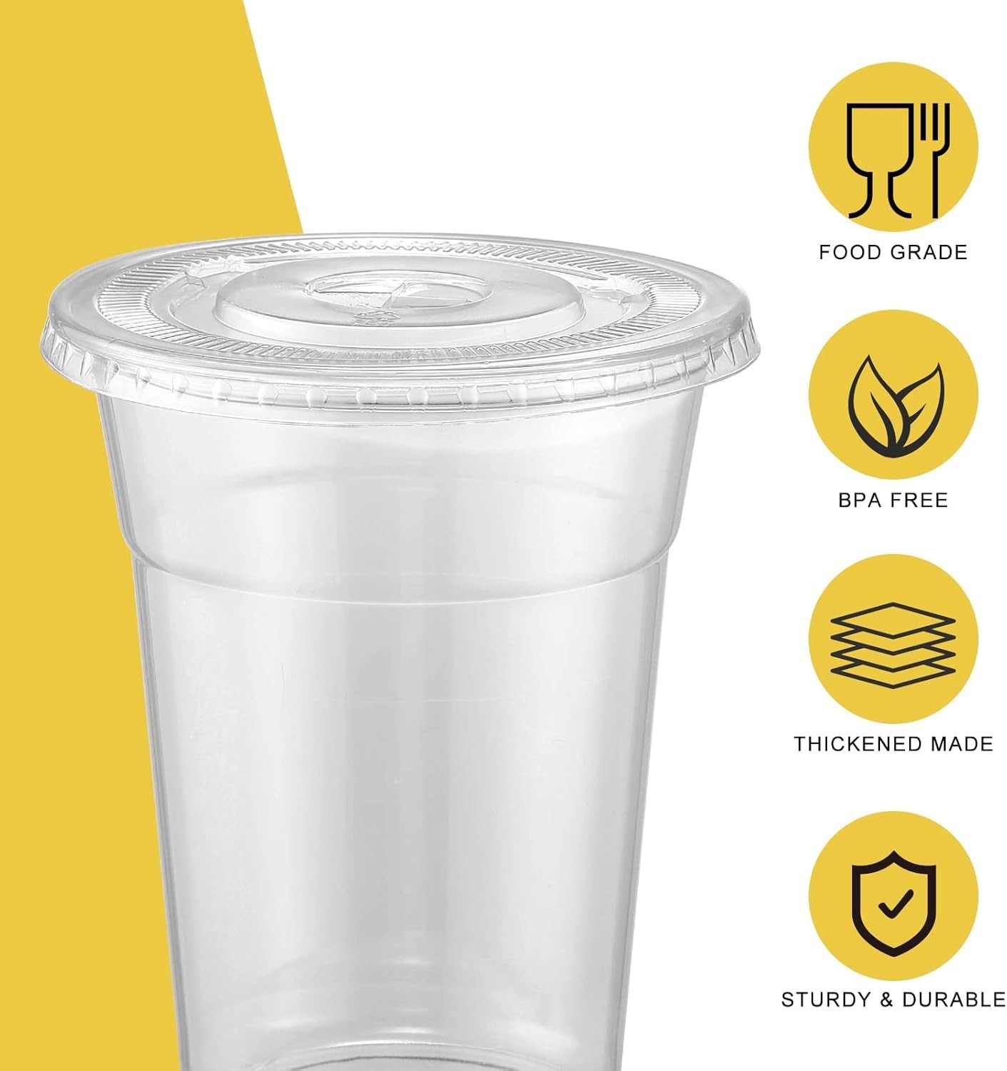 100 Sets – 16oz] Clear Plastic Cups with Lids and Straws, Disposable Iced Cof…