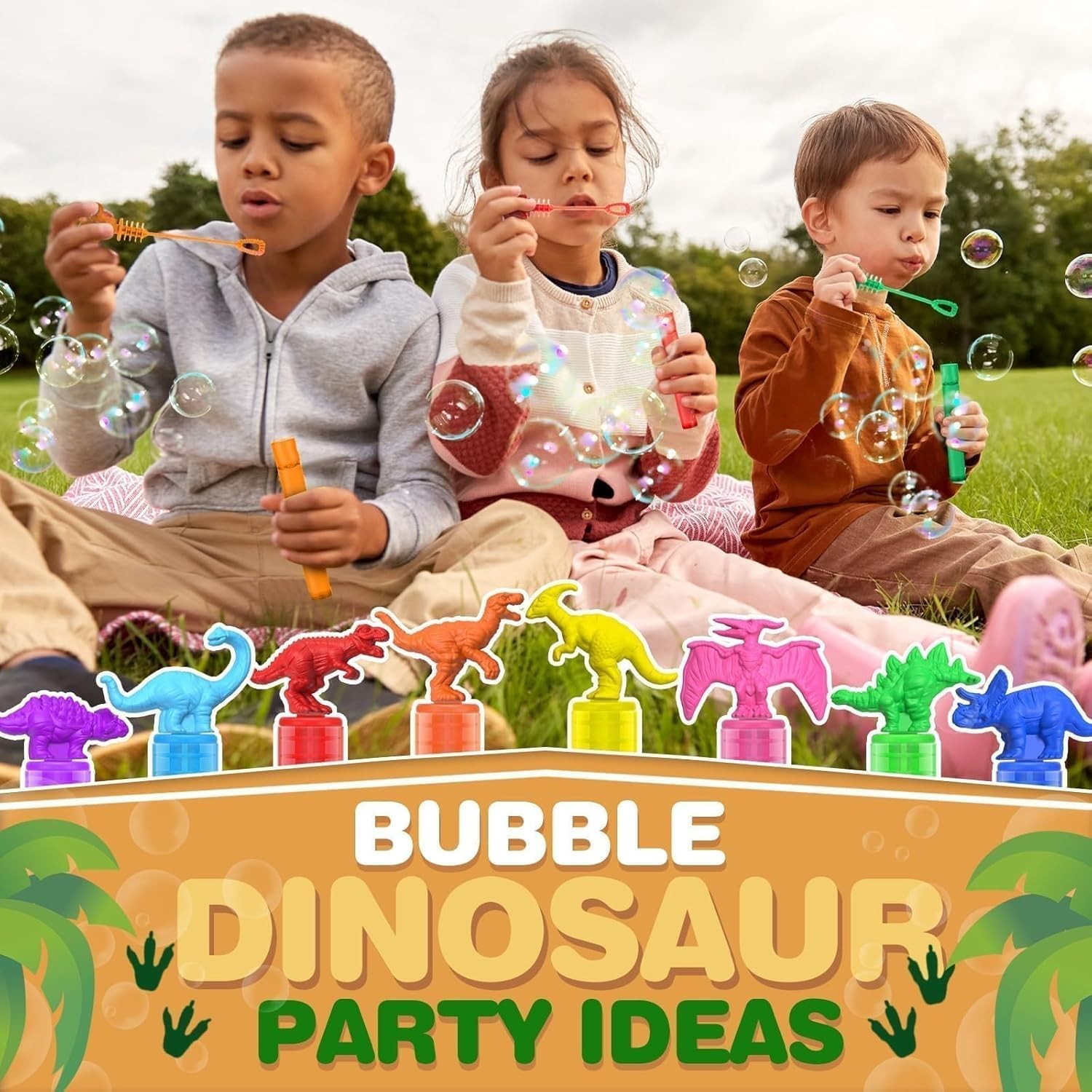 Vivid 32 Pack Dinosaur Bubble Wands – Engaging Multi-Color Party Supplies