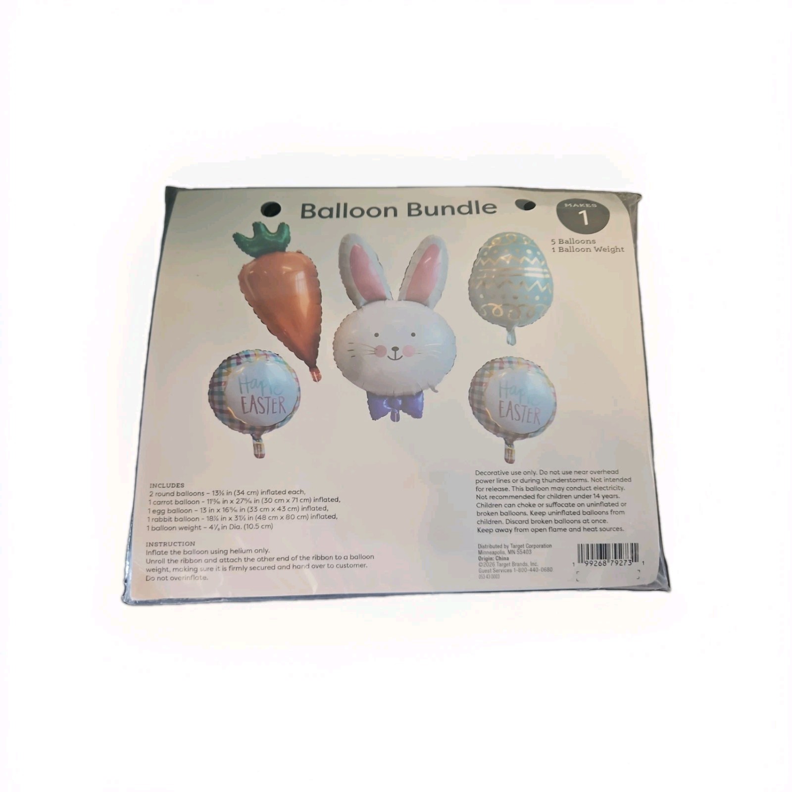 5pc Easter Foil Balloon Set Spritz™ Decor Bunny Carrot Egg Festive….