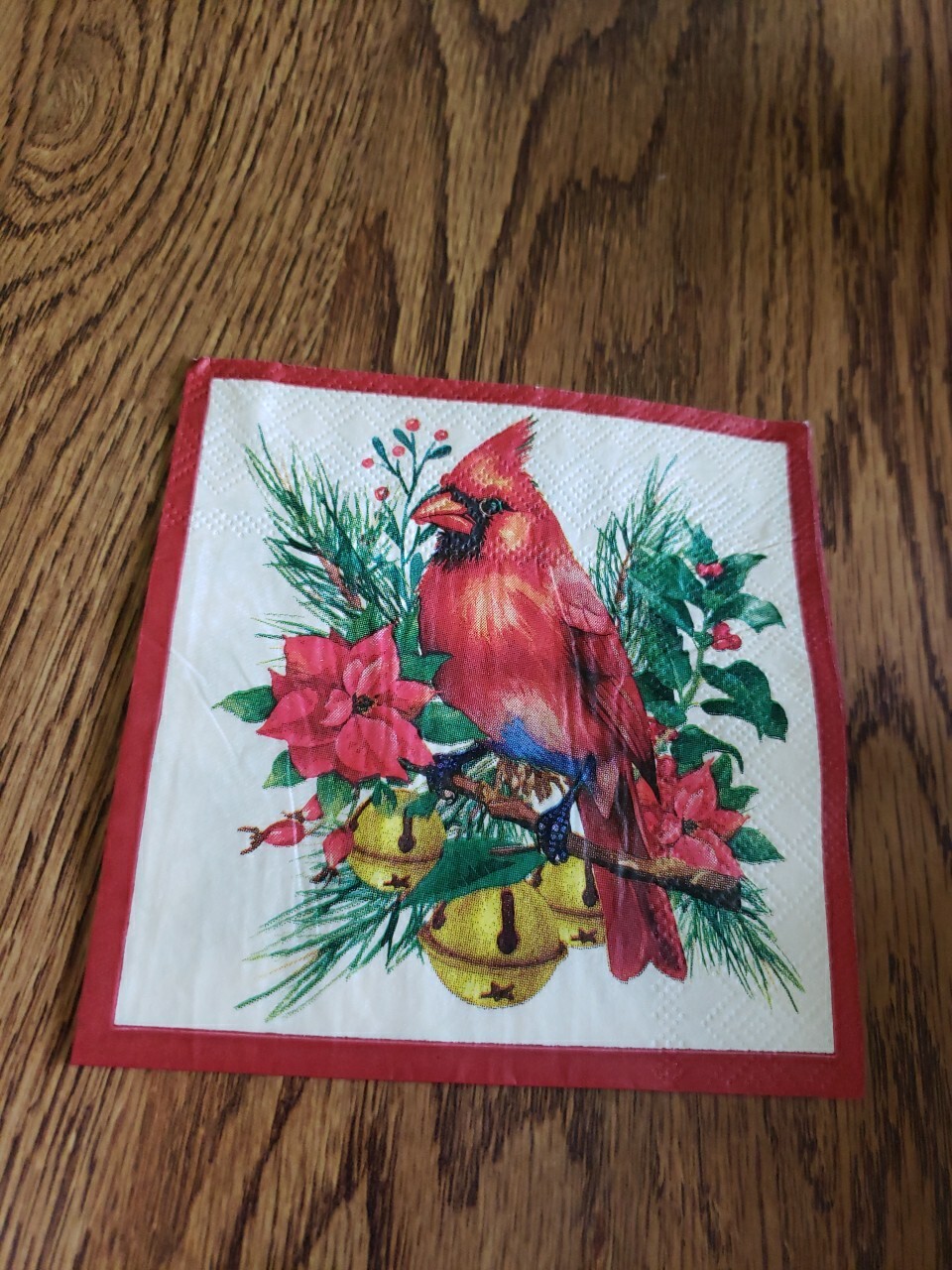 Christmas Napkins 20 Cocktail Napkins Red Cardinal Winter Bird 5″ x 5″ New